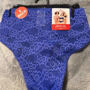 Parade 2 pair Women's Blue and Black Thong Lace Panties